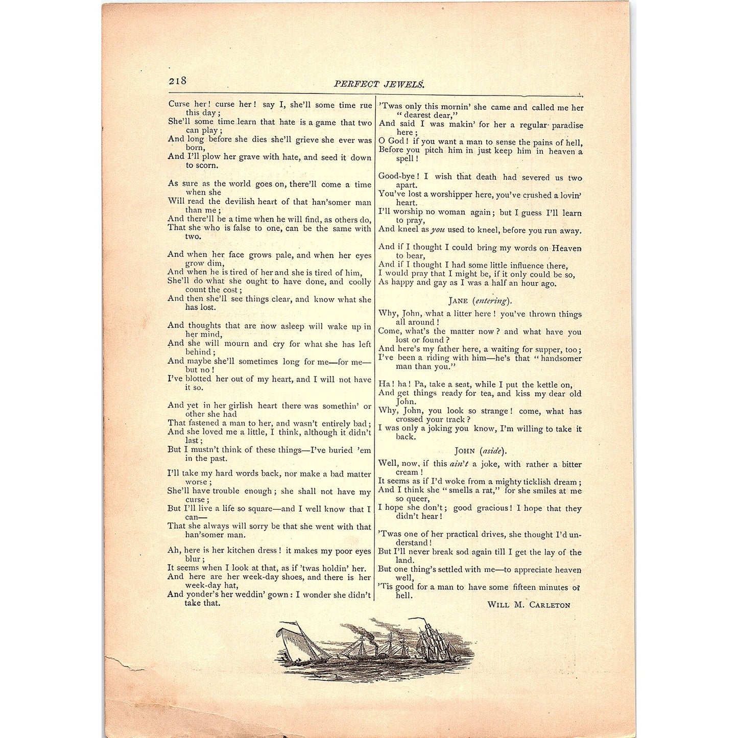 Gone With a Handsomer Man - Will M. Carleton 1884 Poem TA5-CJ-2