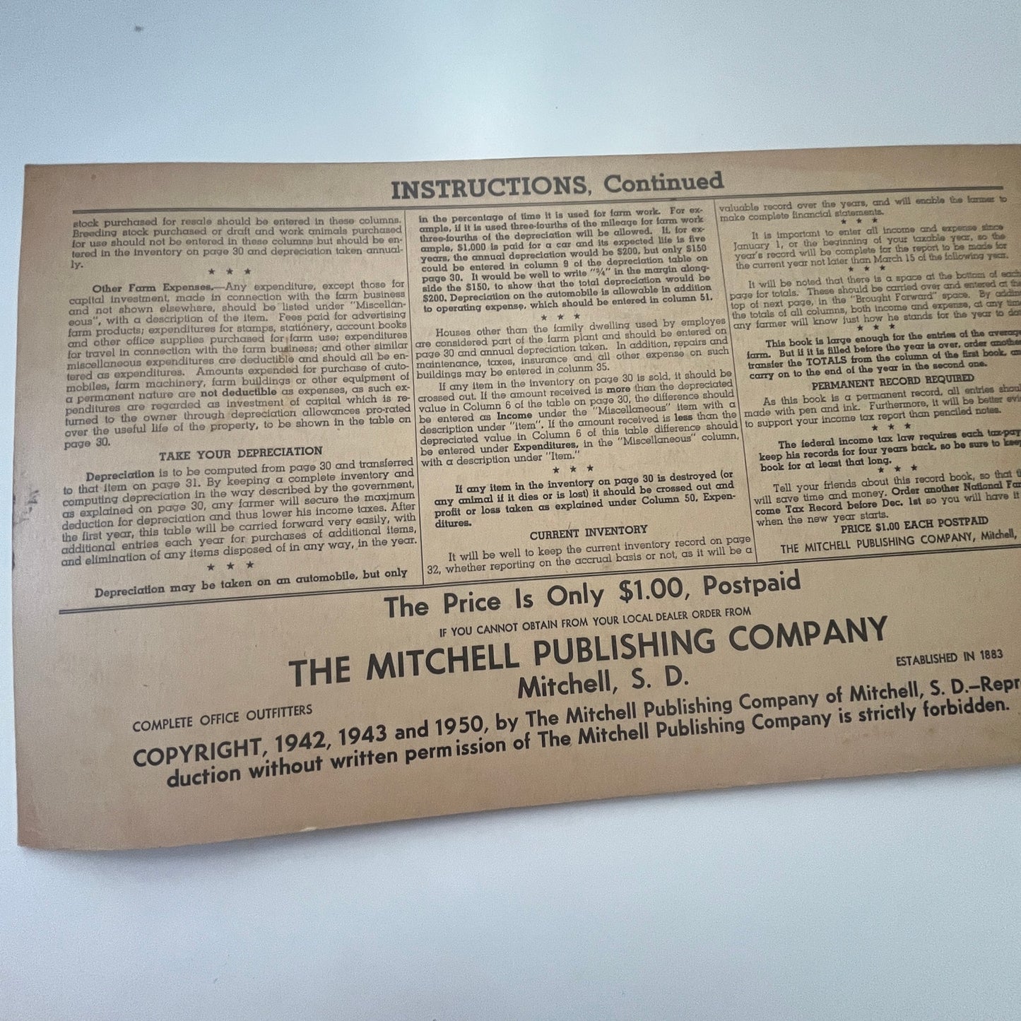 1950 National Farmers' Tax Record Booklet Bob Kortuem Webb Oil Waseca MN TG2-OB