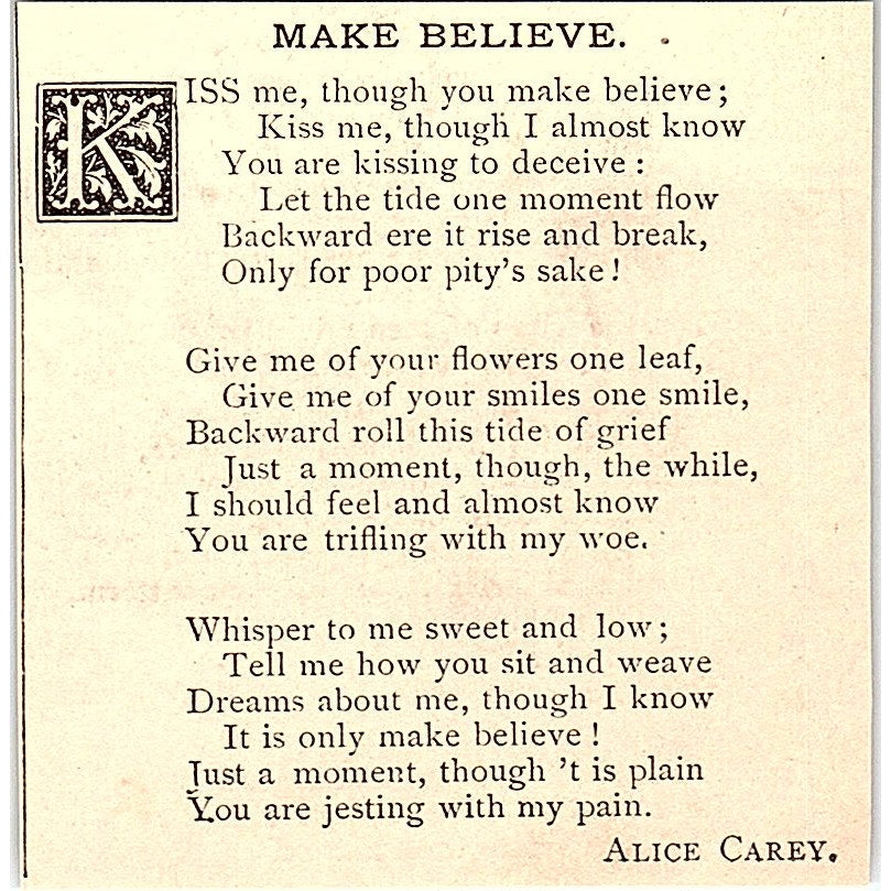 Make Believe - Alice Carey 1884 Poem AG3-M1