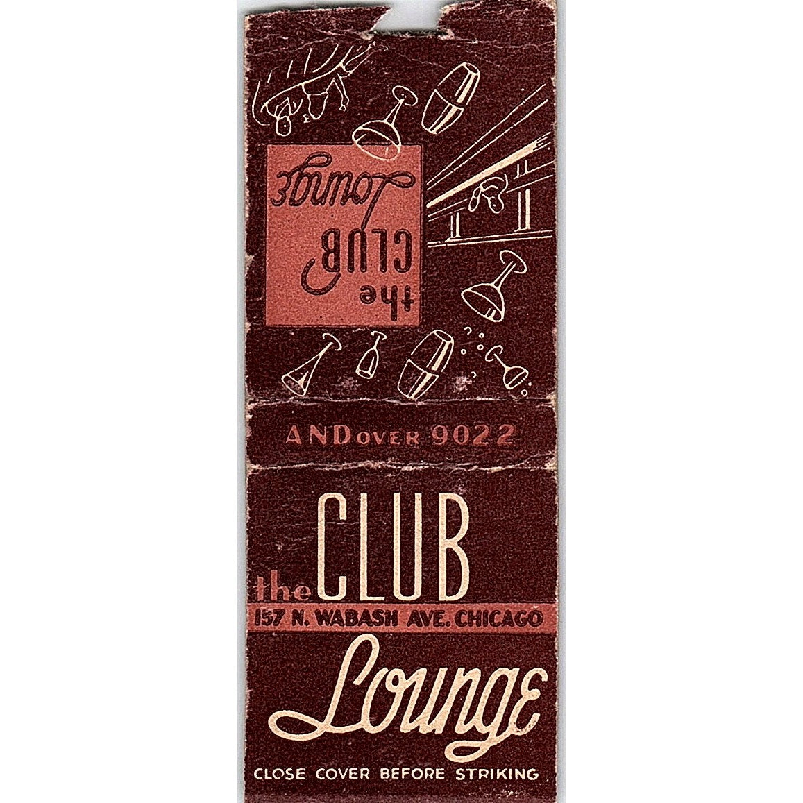 The Club Lounge Wabash Ave Chicago Vintage Matchbook Cover SC7-Y10