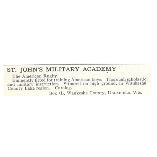 St. John's Military Academy Delafield Wisconsin 1924 Magazine Ad AD8-O9
