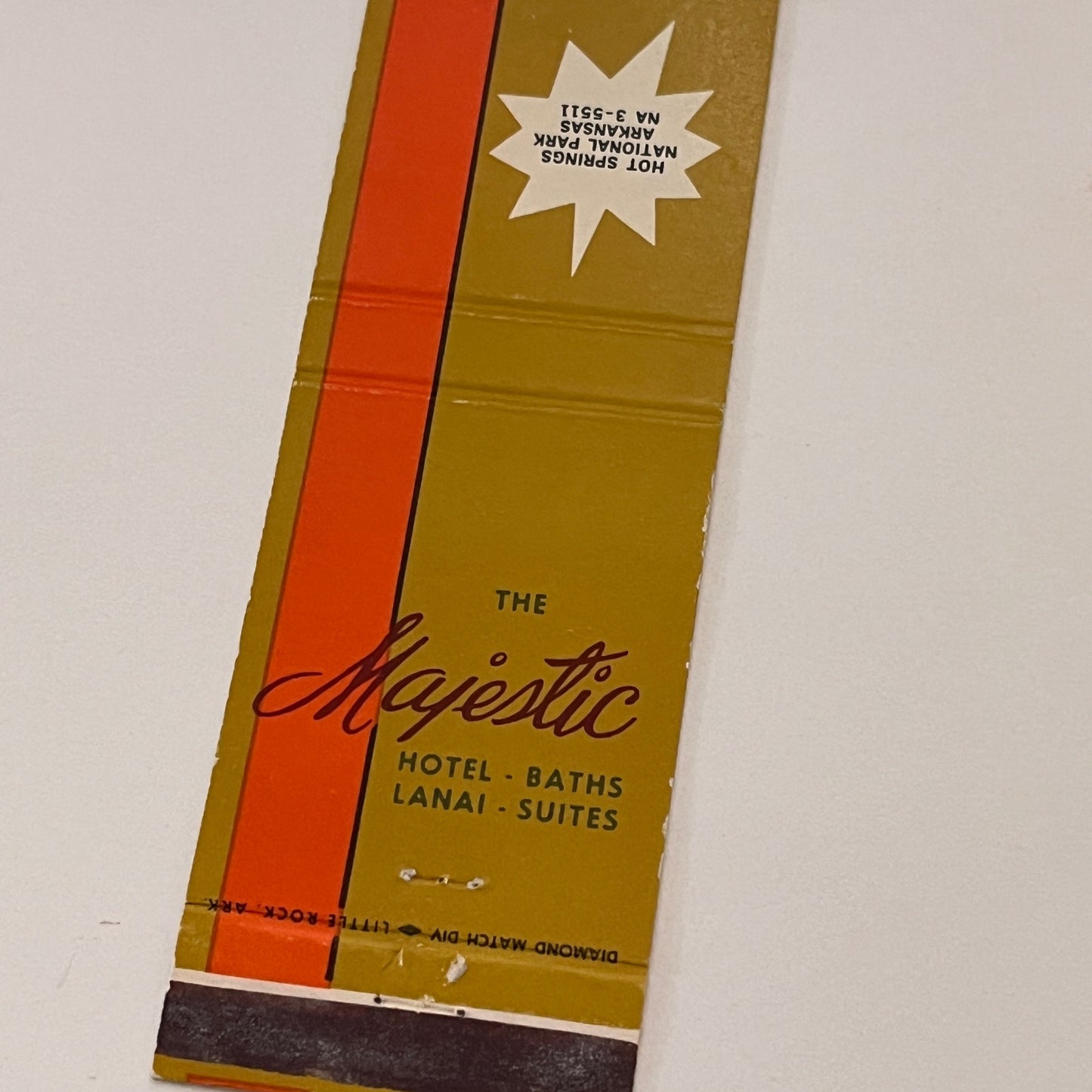 The Majestic Hotel Hot Springs National Park AR Matchbook Cover TB6-MB2-2