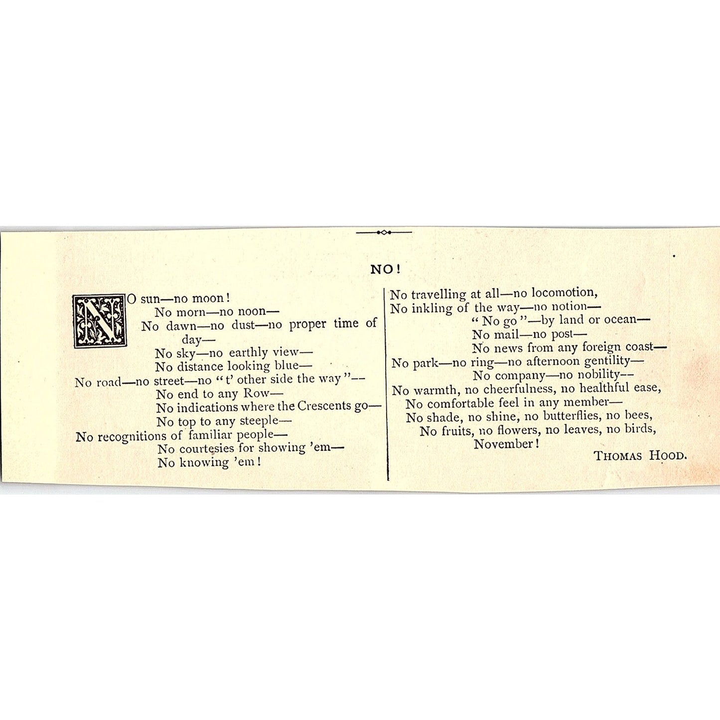 No! - Thomas Hood 1884 Poem AG3-H2