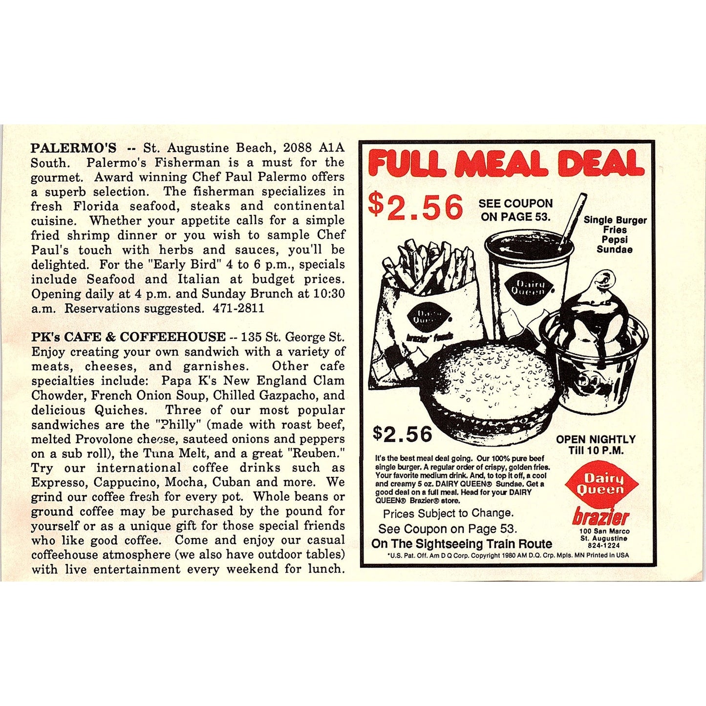 Conch House Marina & Resort St. Augustine FL 1989 Ad AF9-12