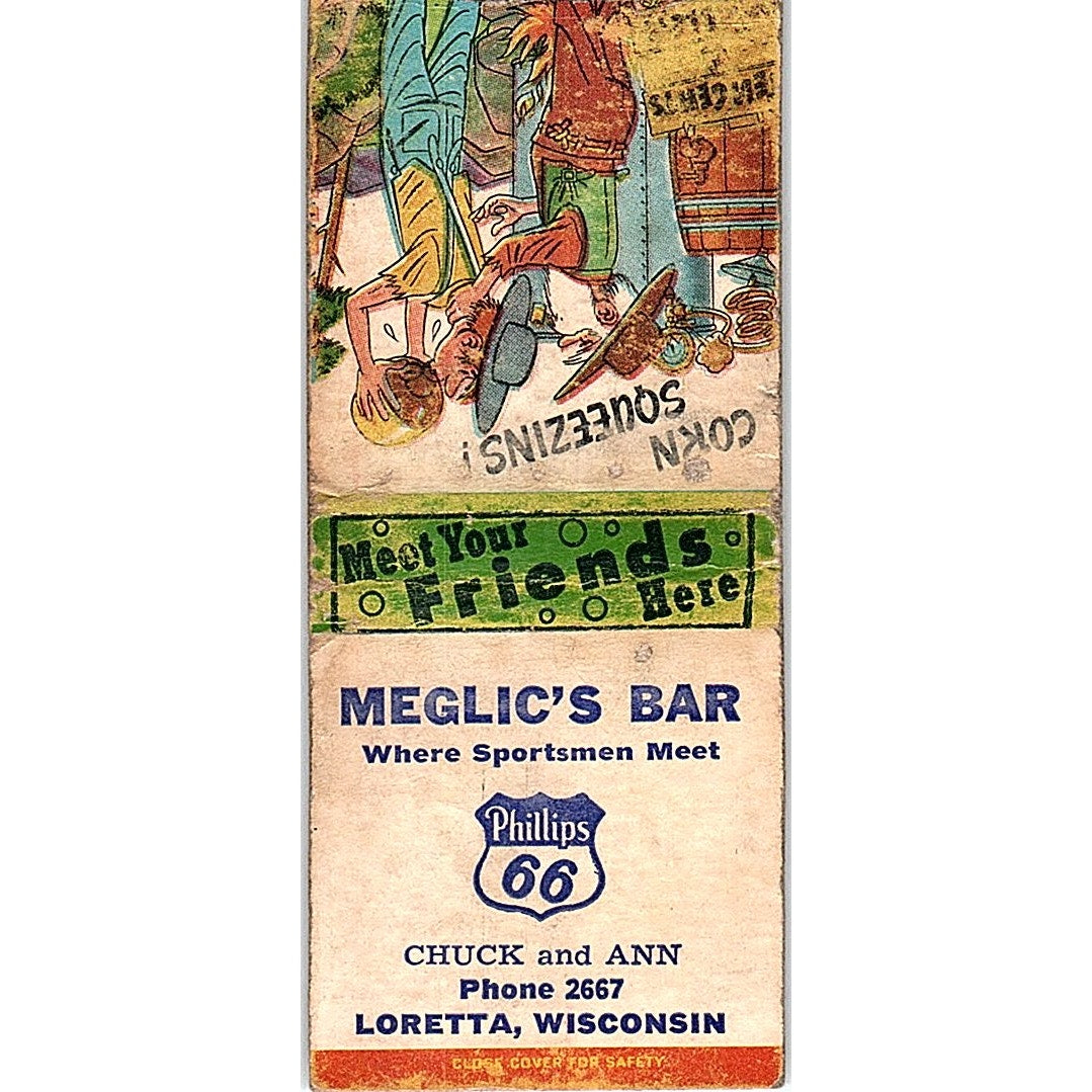 Meglic's Bar Chuck & Ann Loretta WI Vintage Matchbook Cover SF3-Y3