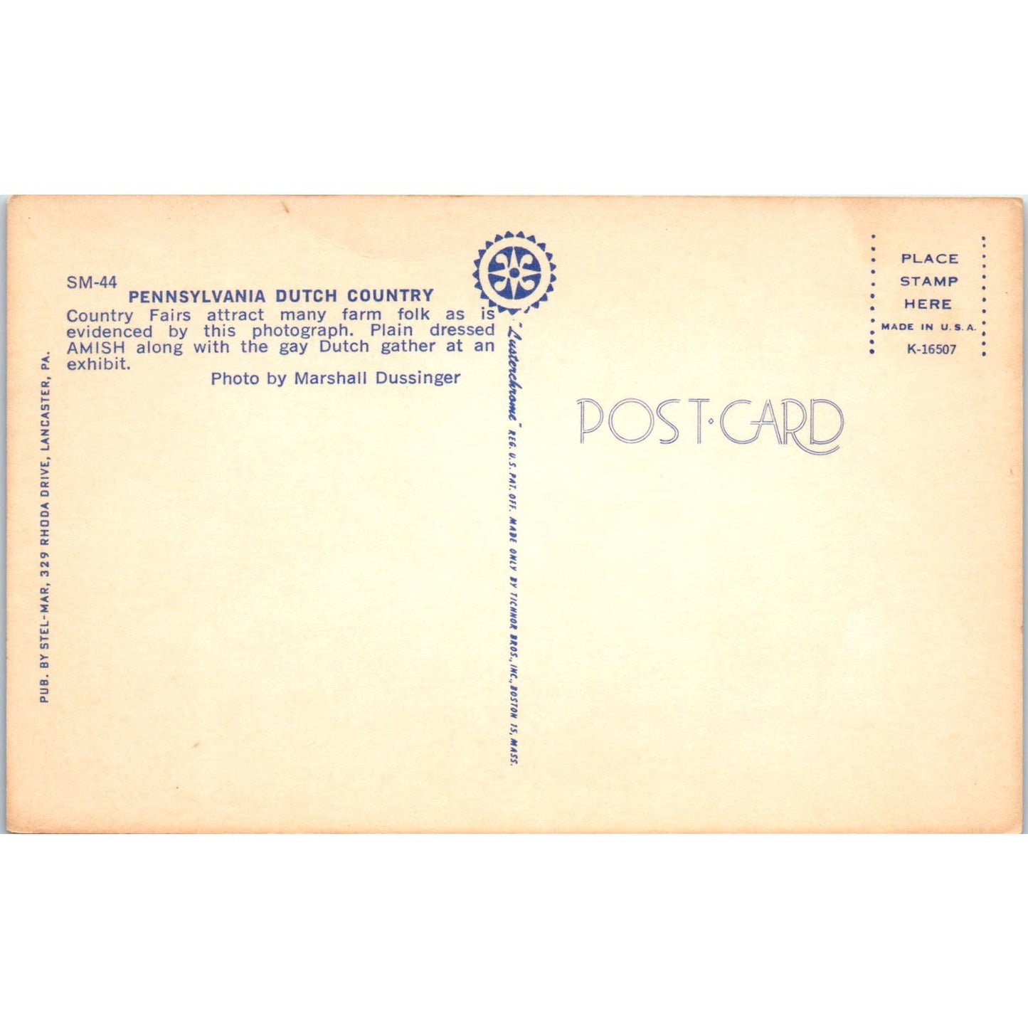 Amish County Fair in Pennsylvania Dutch Country Vintage Postcard PD4