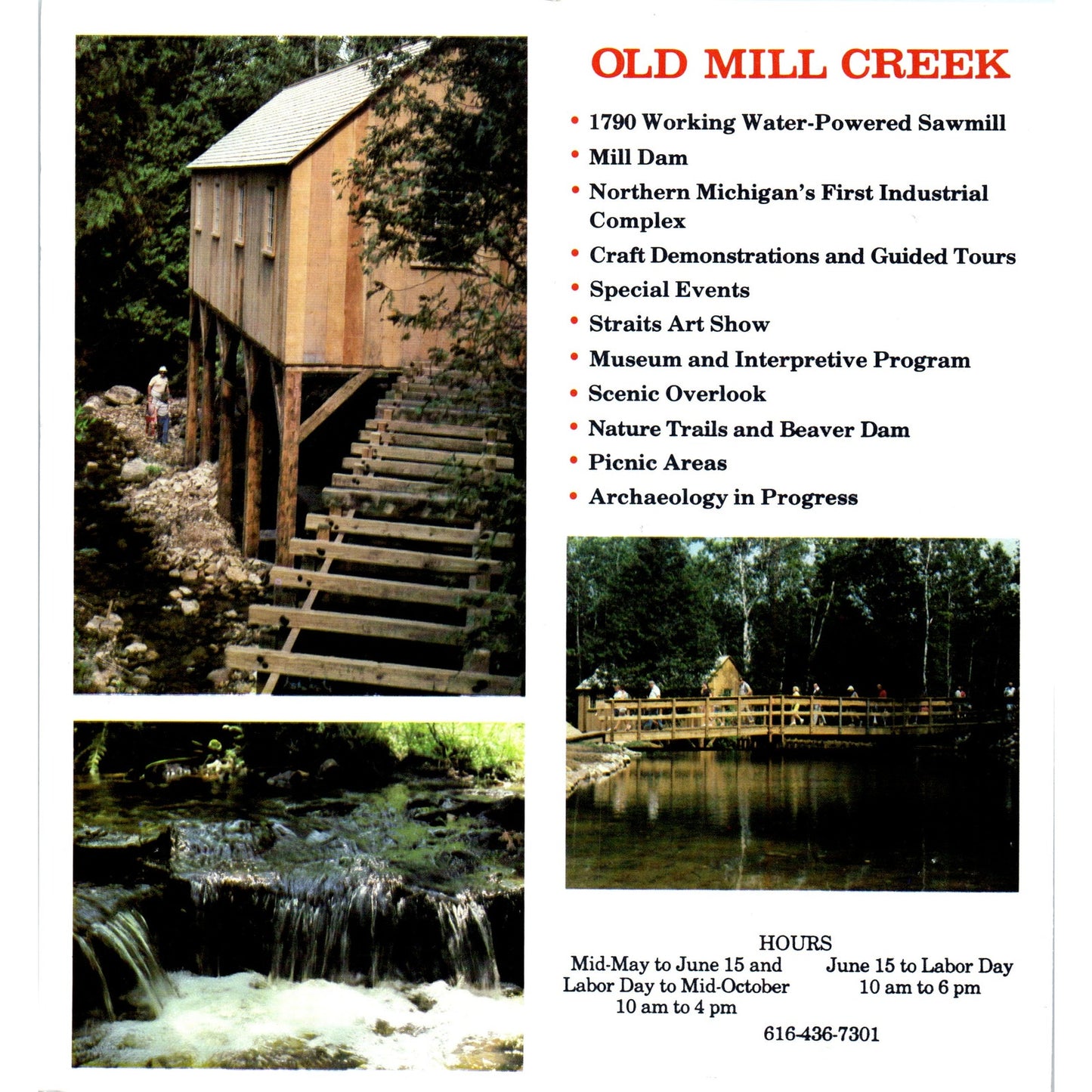Vintage Old Mill Creek State Park Mackinaw City Michigan Travel Brochure H5-5