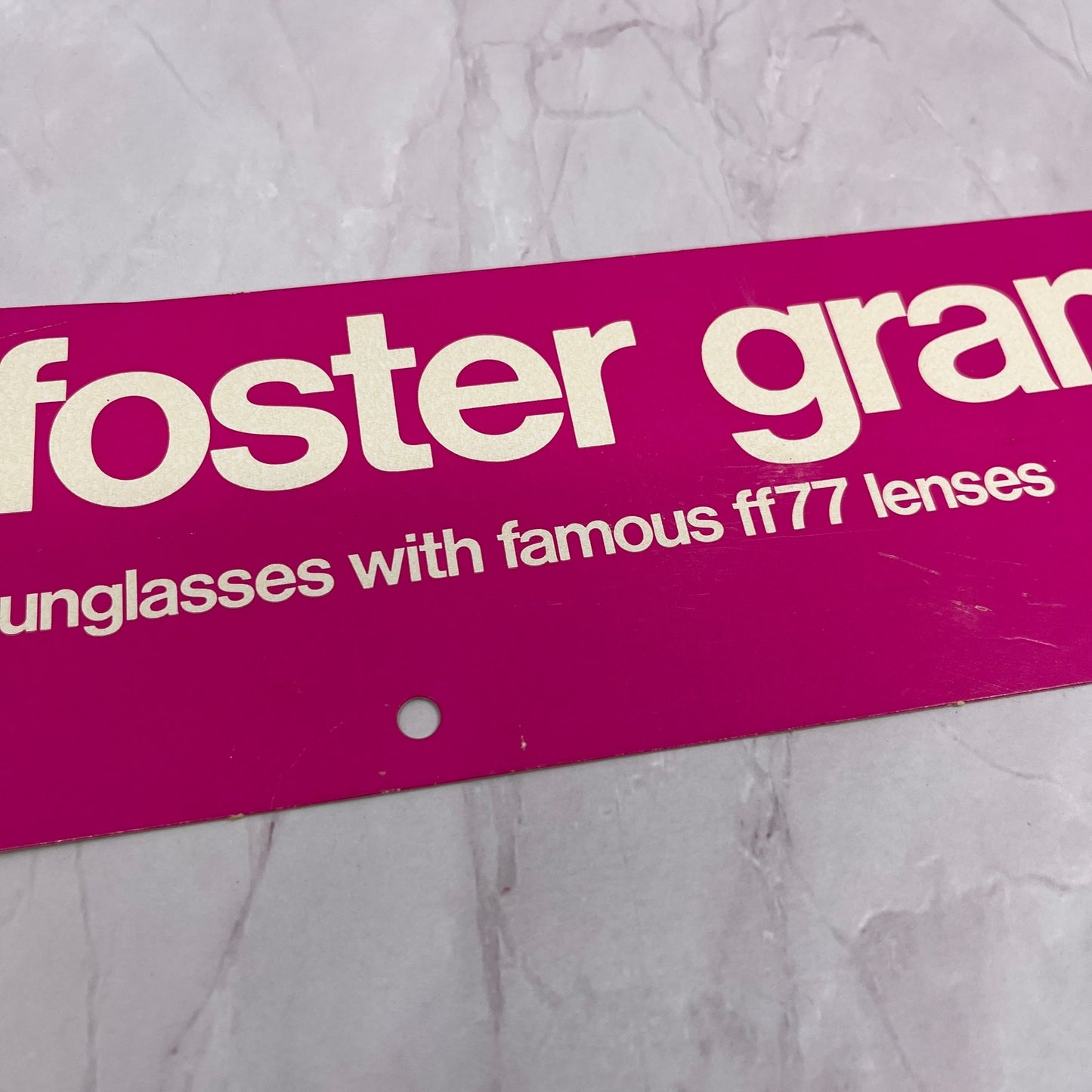 Original Foster Grant Display Sign Sunglasses with F77 Lenses 3 1/2x12" V14-1