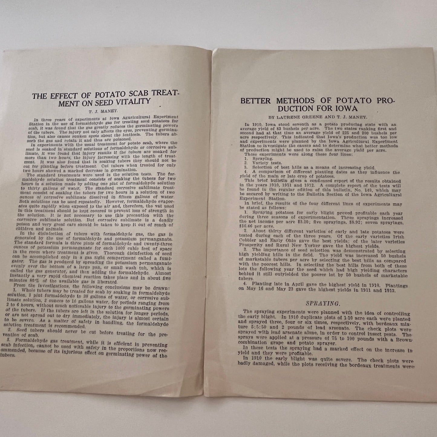 Potato Scab Treatments and Seed Vitality 1914 Ames IA Farm Bulletin TK2-XB5