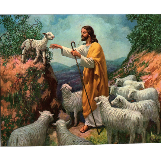 Jesus - The Good Shepherd L. Raymond Jones Retro Kitsch Art Print 8x10 V18