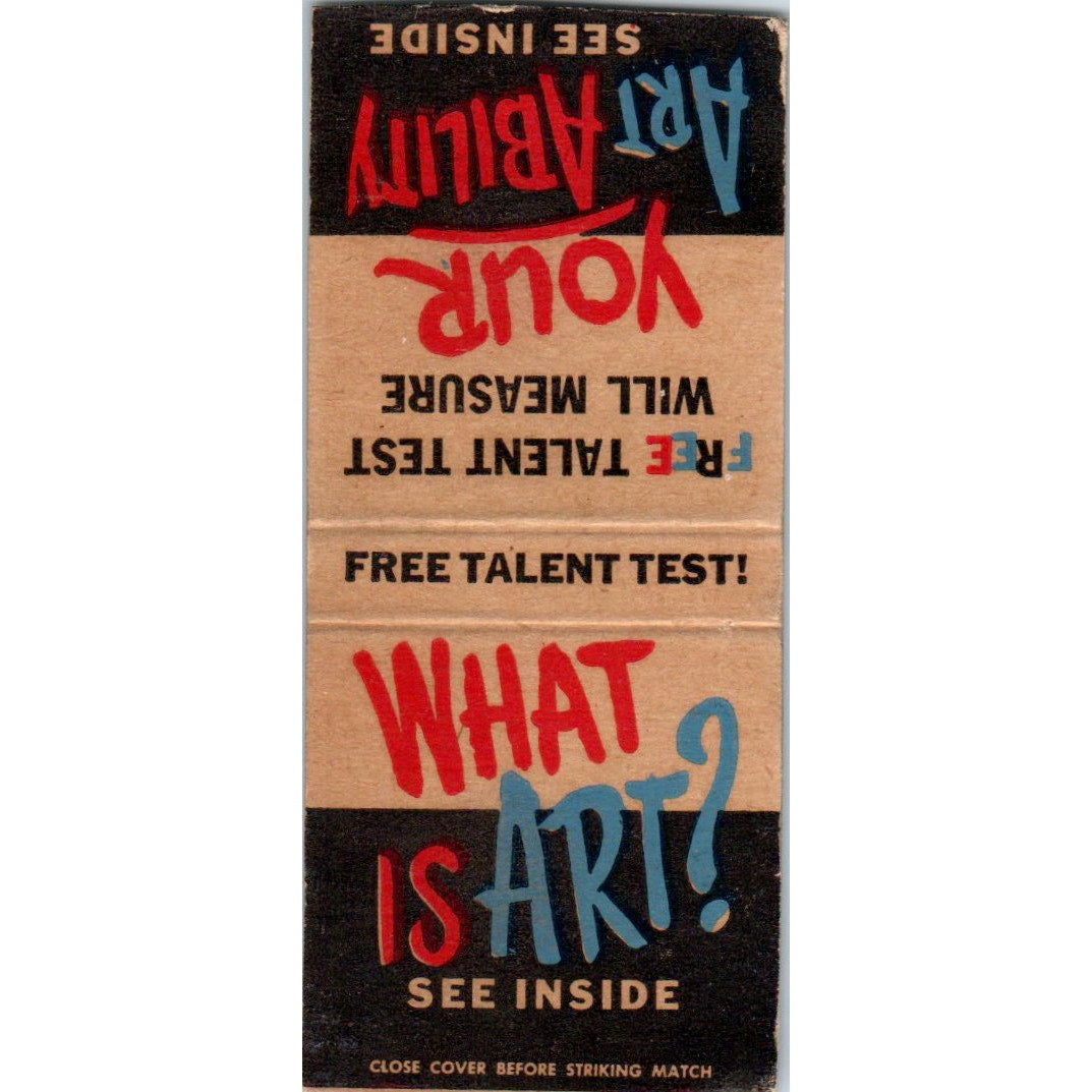 Art Ability Talent Test Vintage Matchbook Cover SD4-Y14