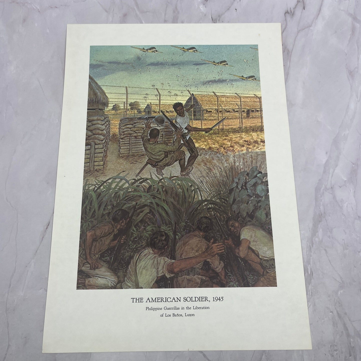 WWII Philippine Guerillas Liberation of Los Baños Luxon 1965 Art Print V14-4
