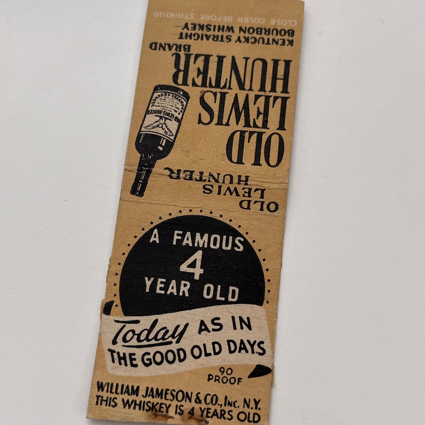 Old Lewis Hunter - William Jameson & Co Inc NY Vintage Matchbook TB6-MB2-15