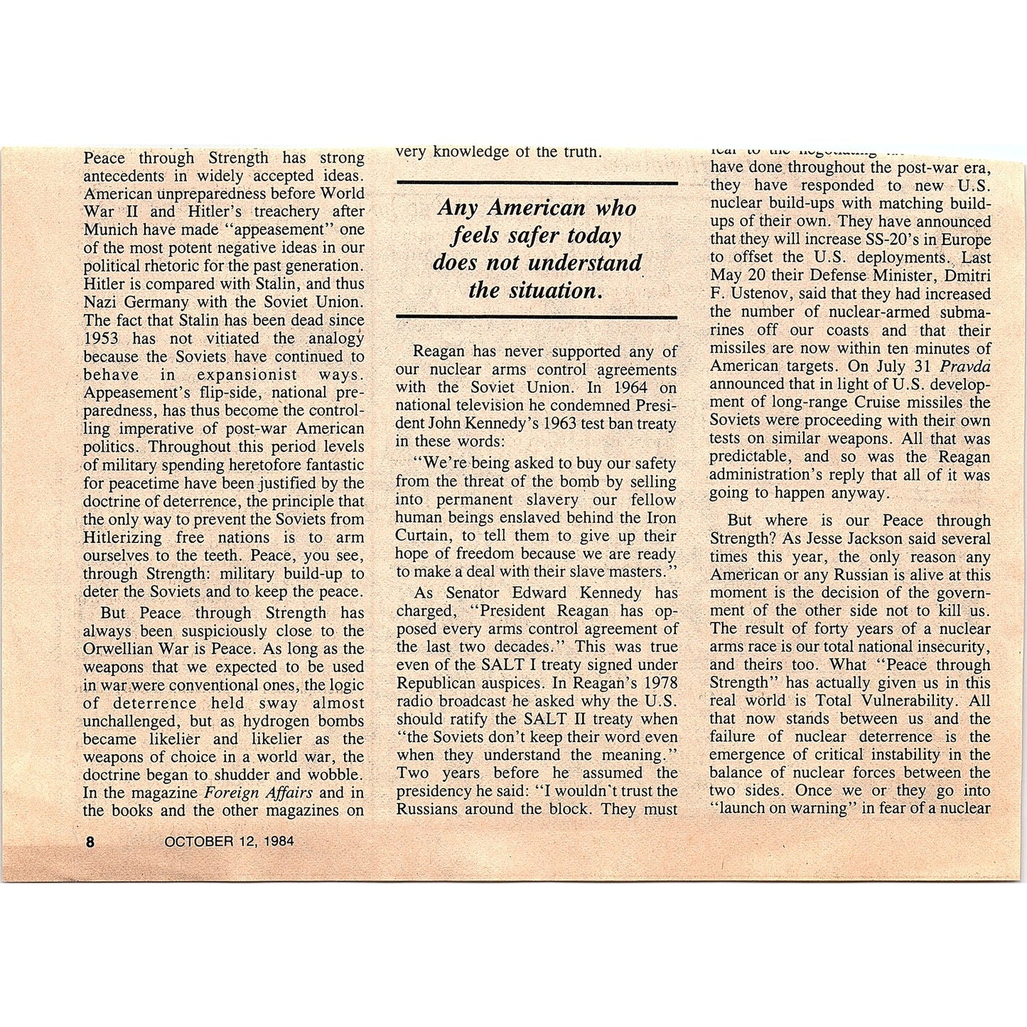 Ronald Reagan Political Cartoon Mark Alan Stamaty 1984 Ad AF6-7