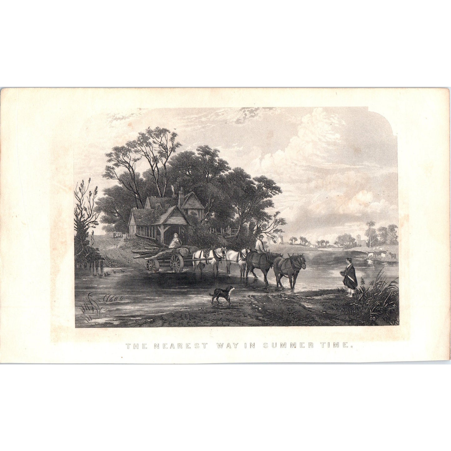 The Nearest Way in Summer Time Samuel Read 1857 Original Art Engraving D19-3