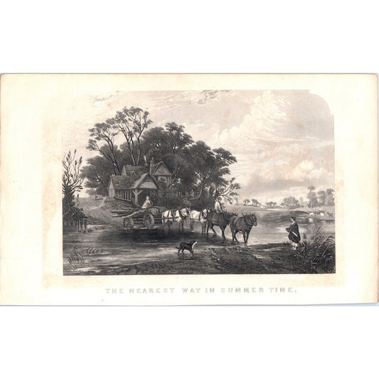 The Nearest Way in Summer Time Samuel Read 1857 Original Art Engraving D19-3