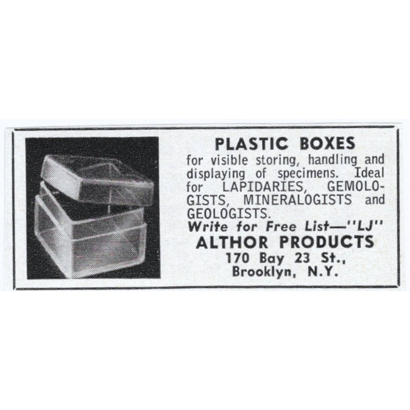 Althor Products Plastic Boxes for Lapidaries Brooklyn NY 1964 Magazine Ad AK6-S5