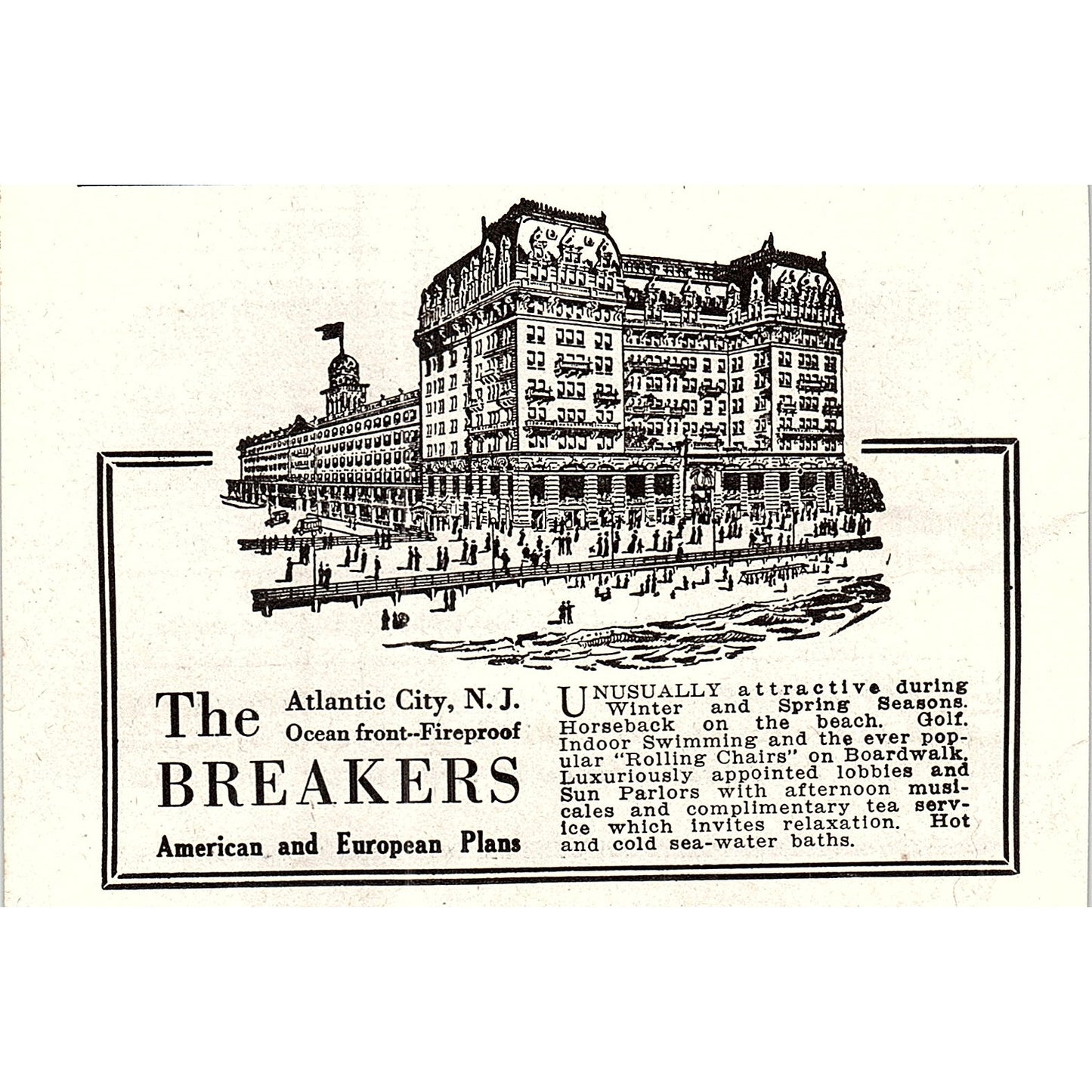The Breakers Atlantic City NJ Ocean Front 1921 Ad AF3-10