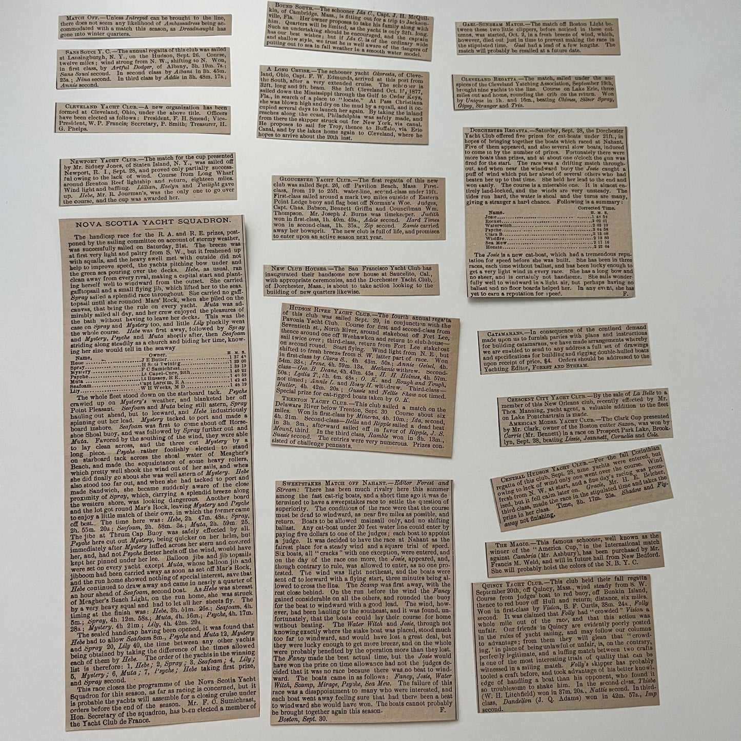 Huge Lot of Original 1878 Yachting News Clippings Forest & Stream AI4-7