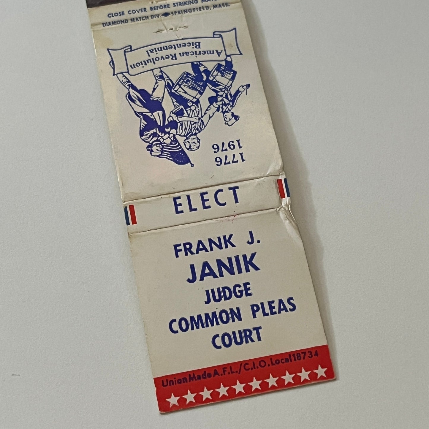 1976 Elect Frank J Janik Common Pleas Court Judge Vintage Matchbook TB6-MB2-6