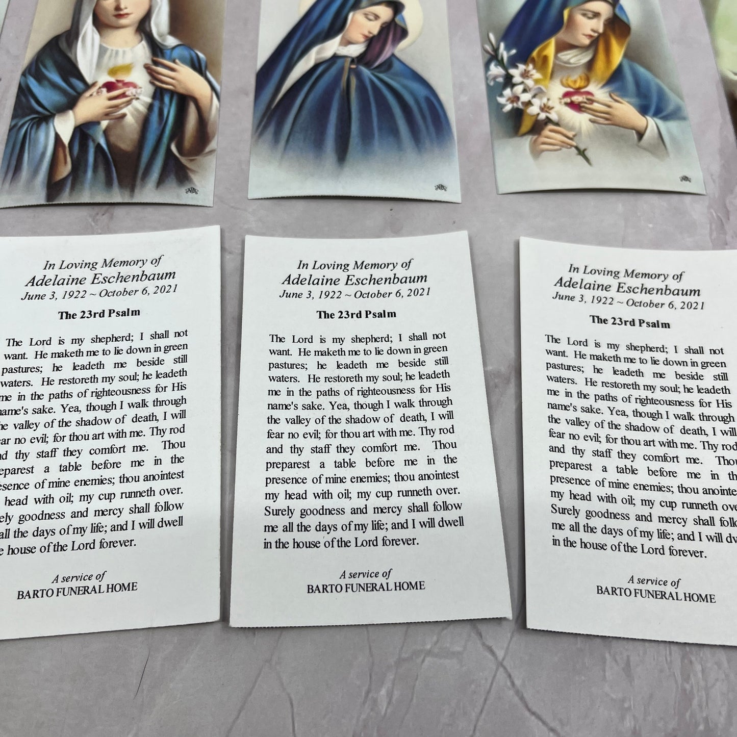 Vintage Lot of 13 Funeral Memorial Prayer Cards Adelaine Eschenbaum TH2-MI1