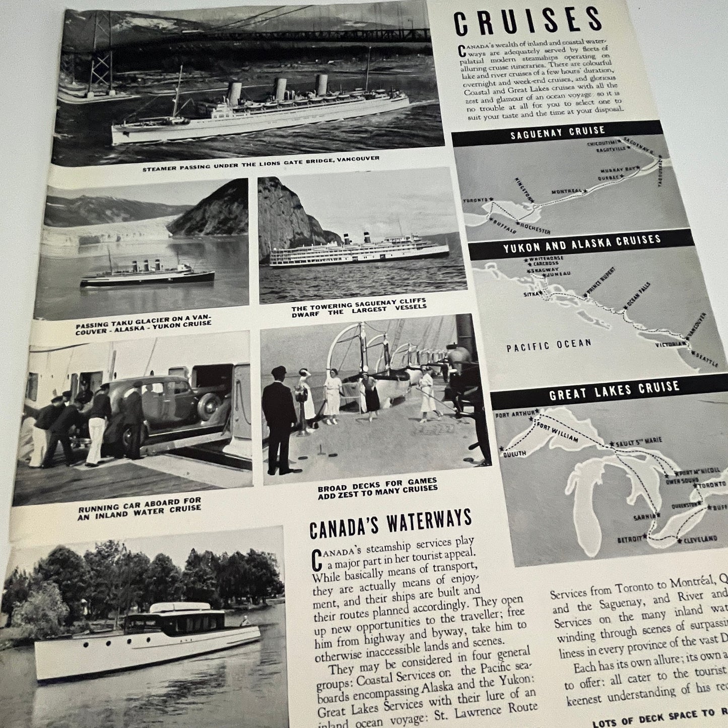 Canada's Waterways and Cruises 1941 Magazine Picture SV1-4