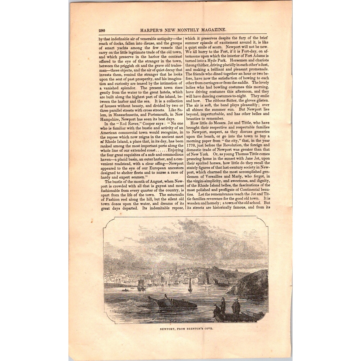 Newport Rhode Island Historical & Social Traveler- 15 Pages 1854 Article I19