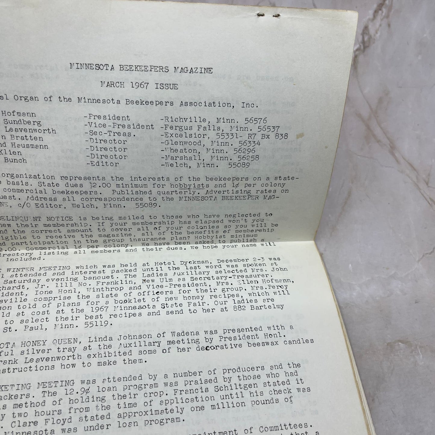 1967 Mar The Minnesota Beekeeper Magazine Red Wing MN Beekeepers Association TD5