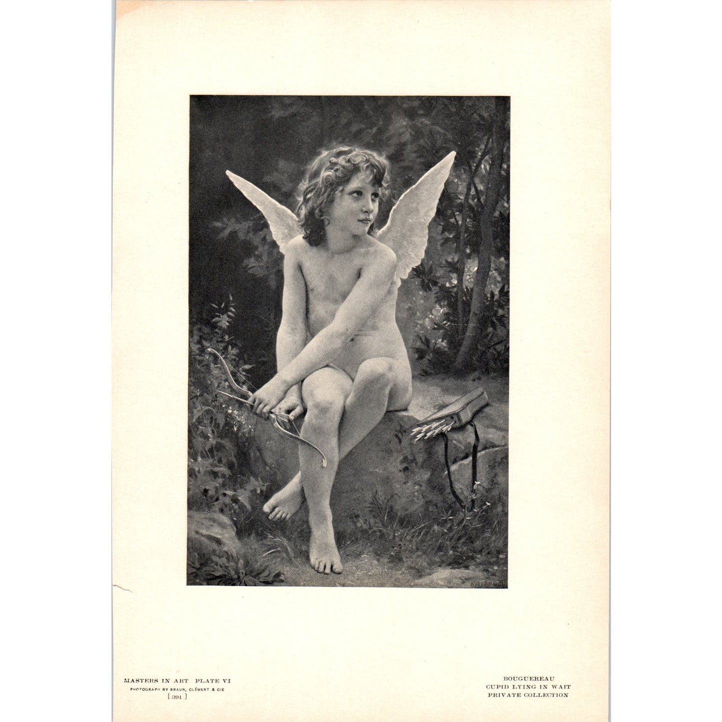 Cupid Lying in Wait - Bouguereau c1905 Art Print D16