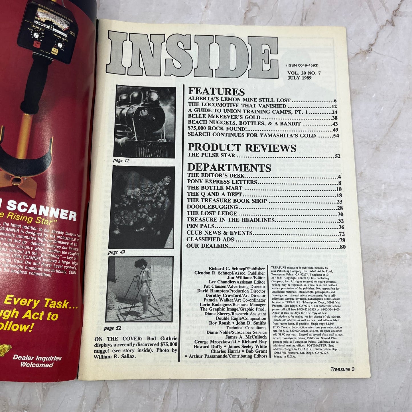 1989 July - Treasure Magazine - Treasure Hunting Prospecting Metal Detector M16