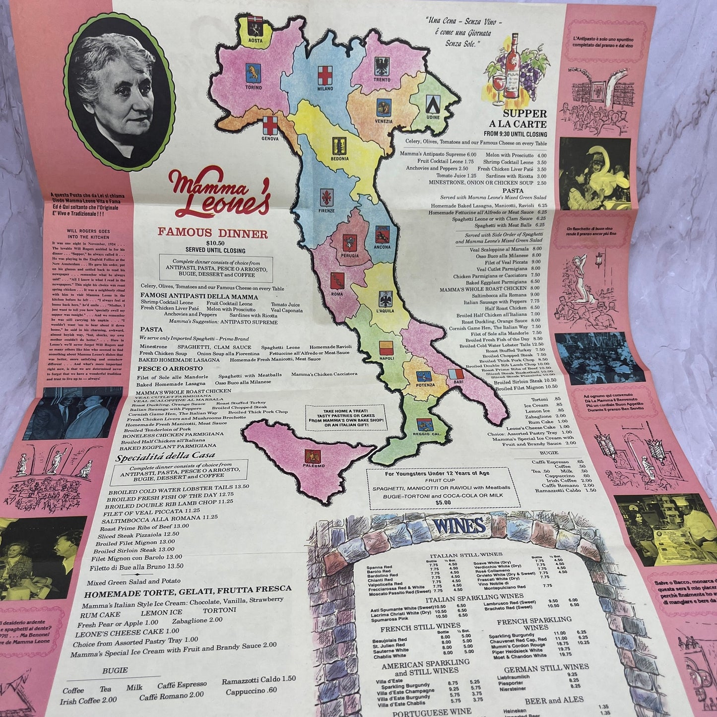 1976 Mamma Leone's Restaurant Menu Fold Out New York City 48th St TH9-LX1