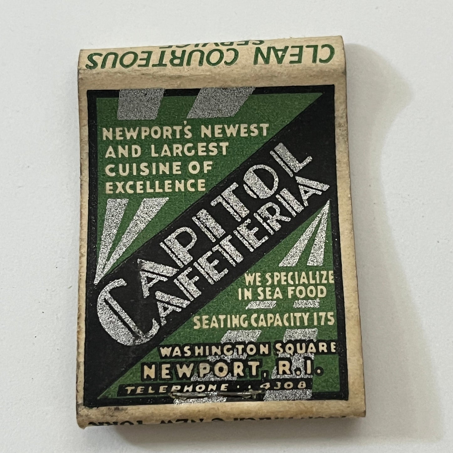 Capitol Cafeteria Newport RI Vintage Matchbook Cover TB6-MB1-4