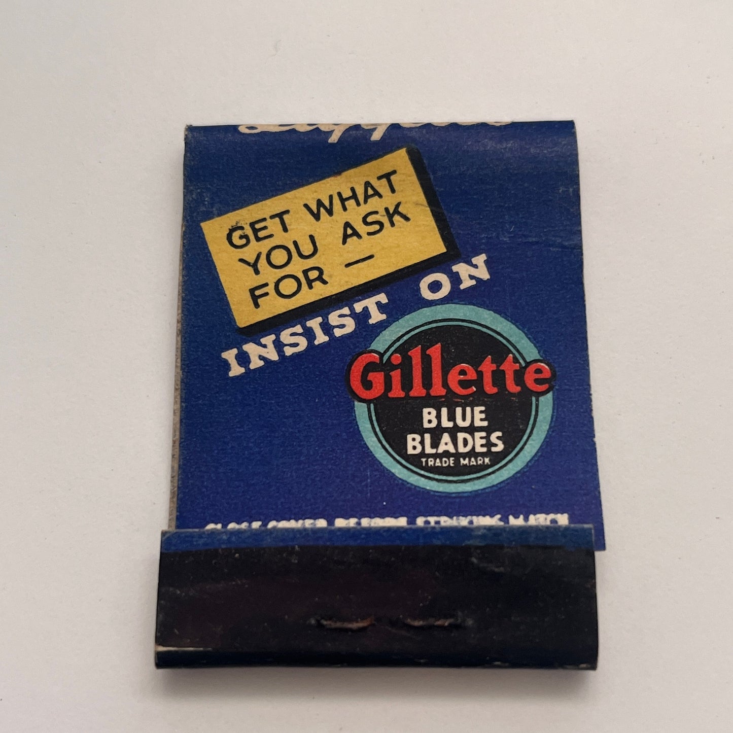 Gillette Blue Blades for Perfect Shaving Vintage Matchbook Cover TB8-MB-6