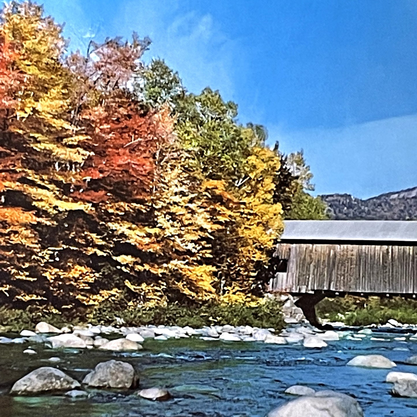 Covered Bridge over Swift River at Passaconaway NH Vintage Art Print 12x16 V11