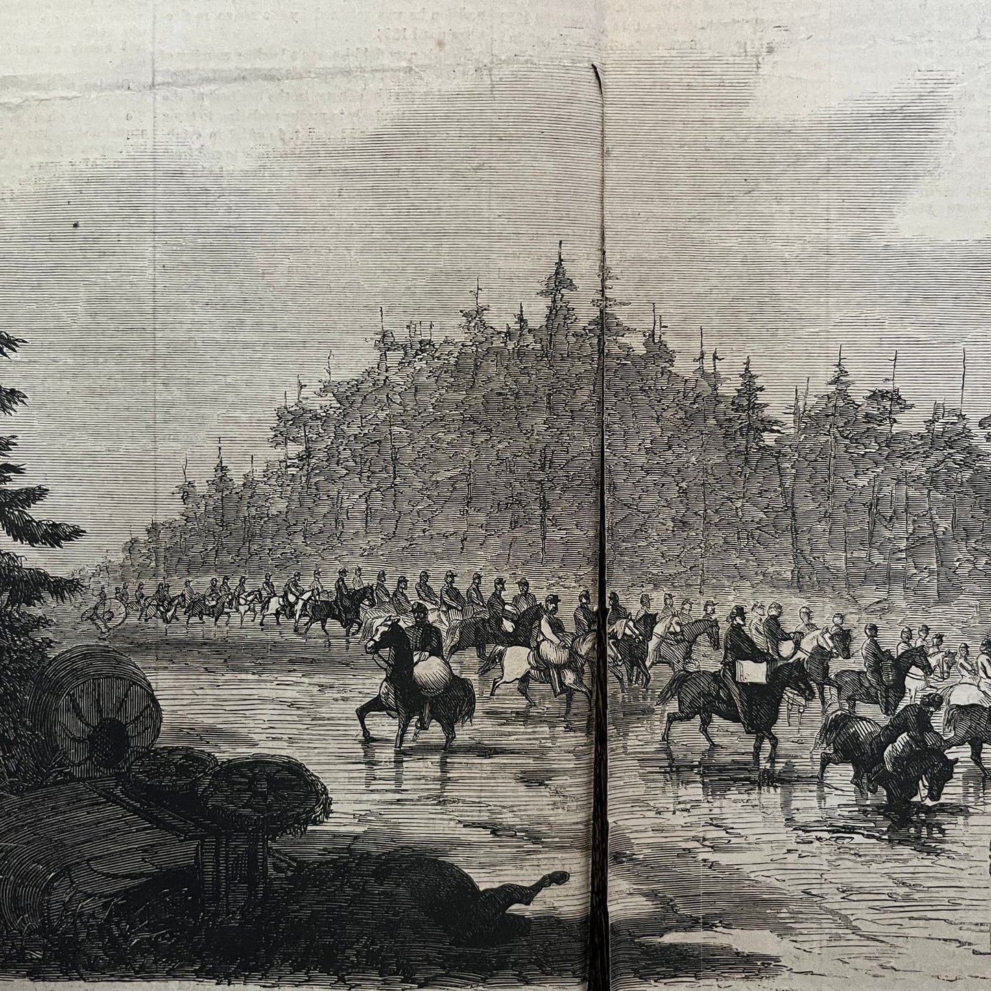 Falmouth Supply Train Gen Averil's Brigade Original 1863 Civil War Engraving C74