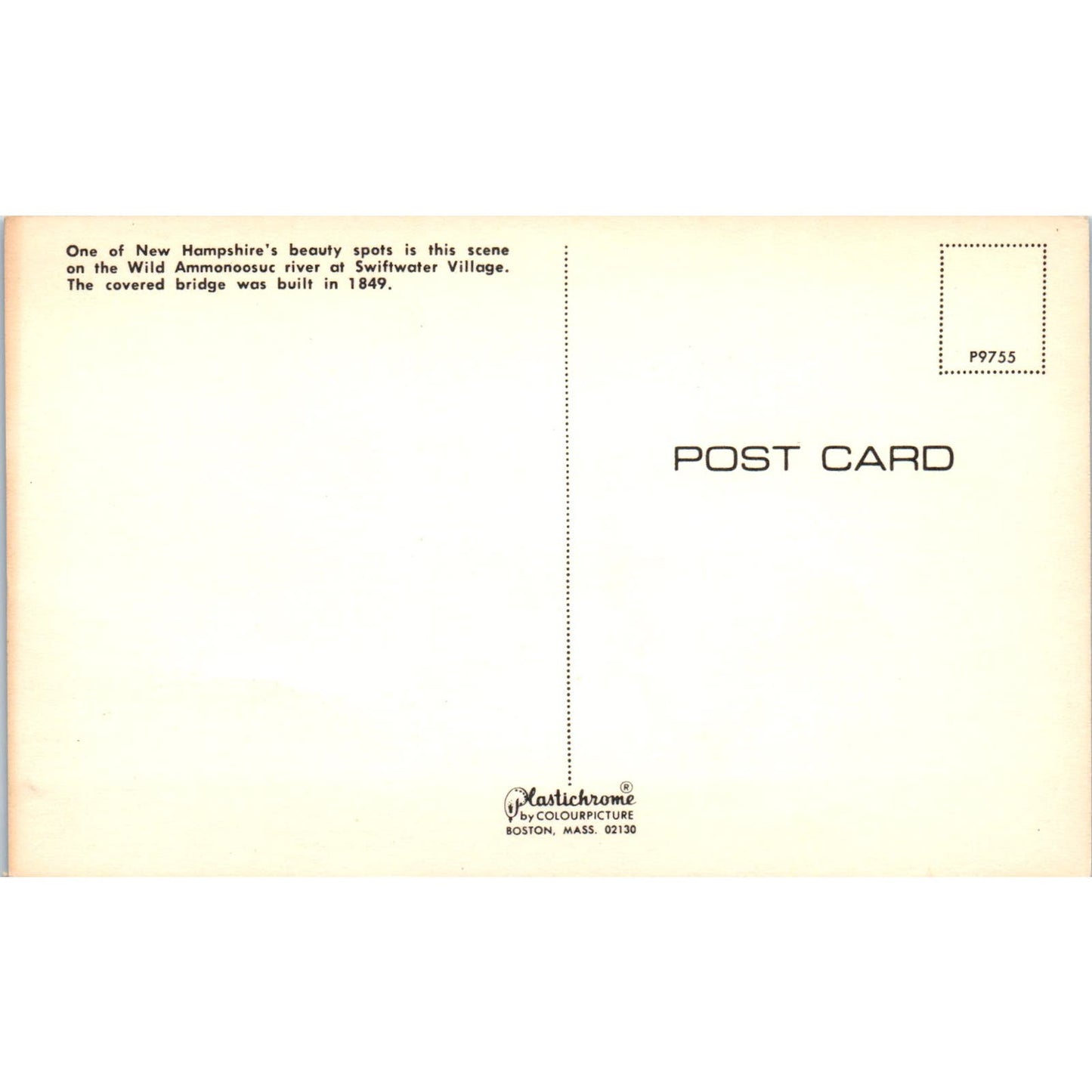 Wild Ammonoosuc River Bridge Swiftwater NH Vintage Covered Bridge Postcard PD1