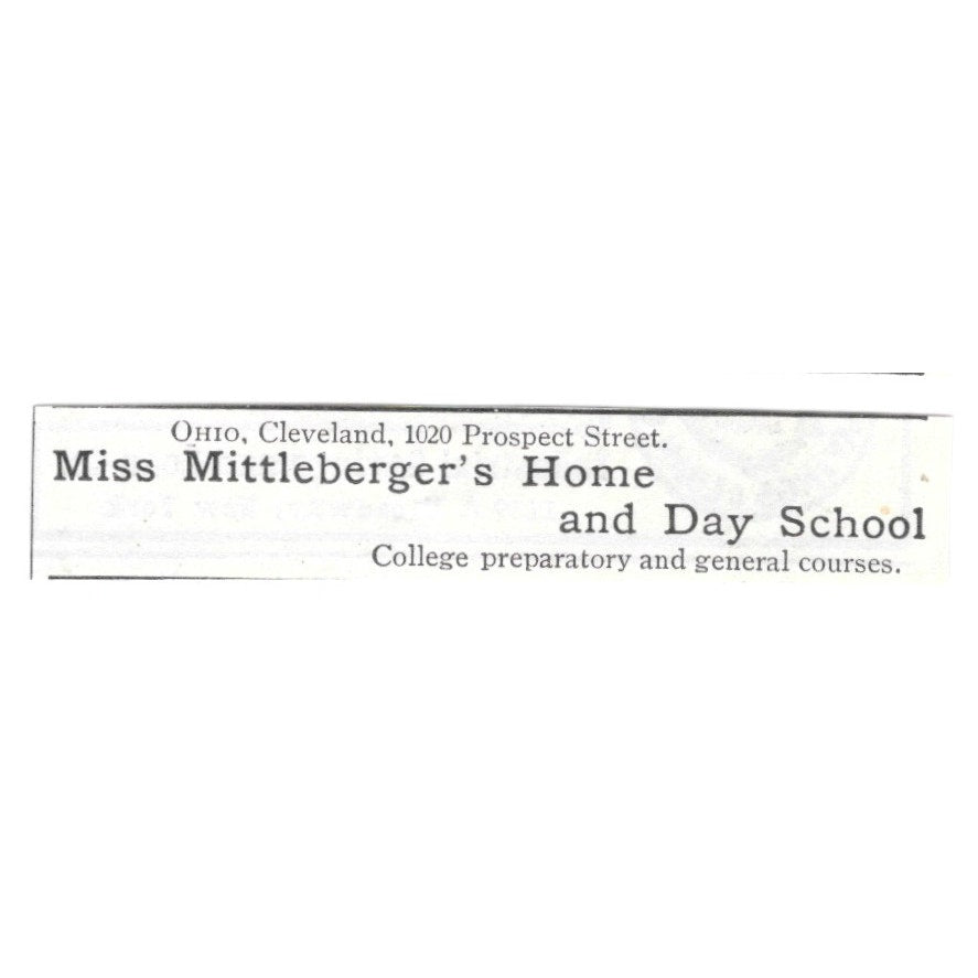 Miss Mittleberger's Home and Day School Cleveland Ohio 1903 Ad AG3-S11