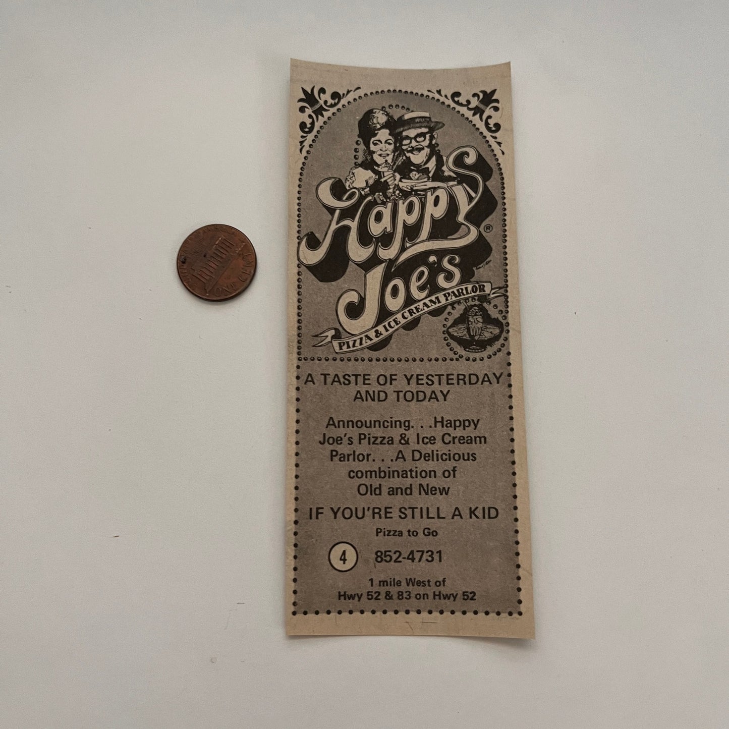 Happy Joe's Pizza & Ice Cream Hwy 52 & 83 ND 1977 North Dakota Tourism Ad AG6-H1