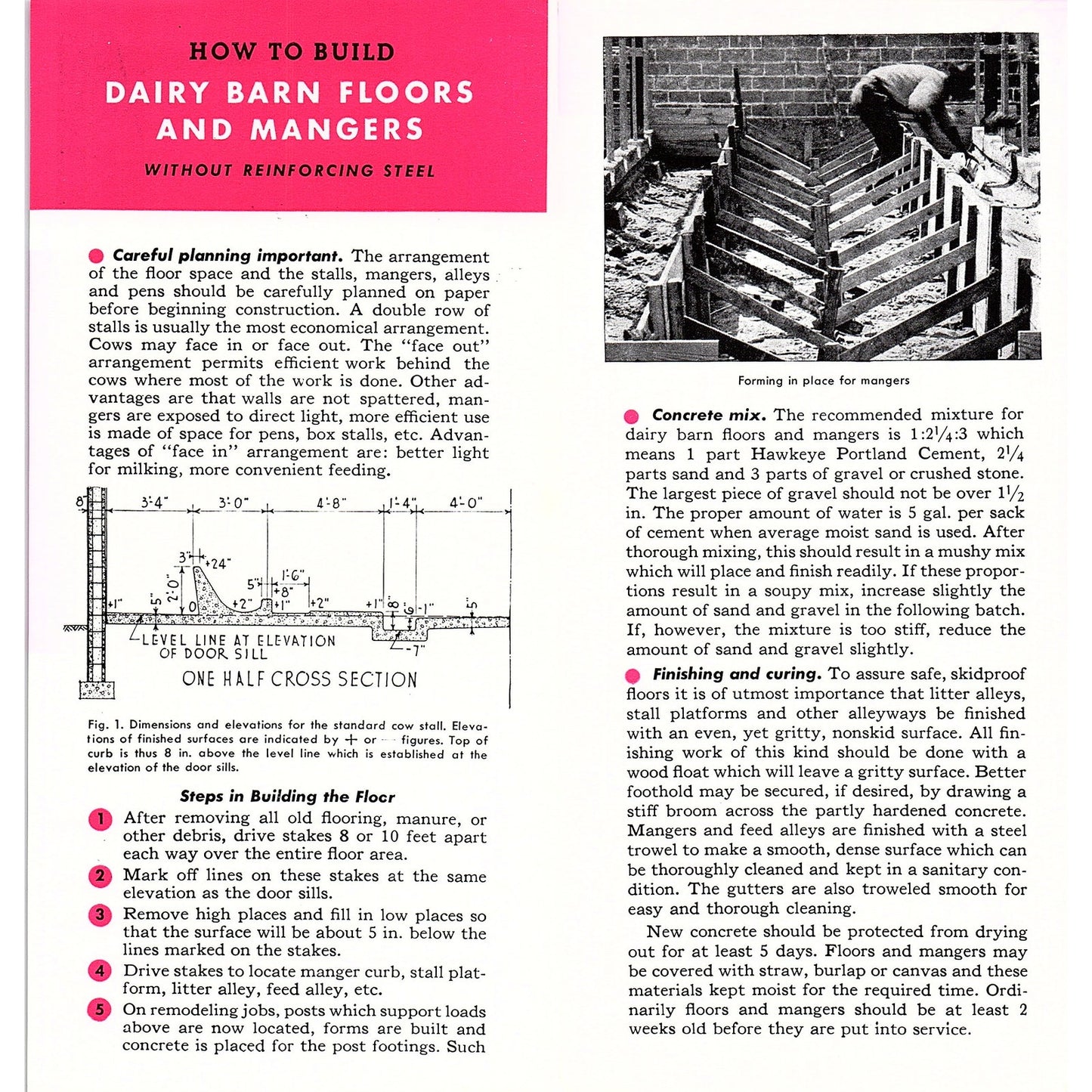 Concrete Dairy Barn Floors & Mangers Hawkeye Portland Cement IA Brochure AG5-H4