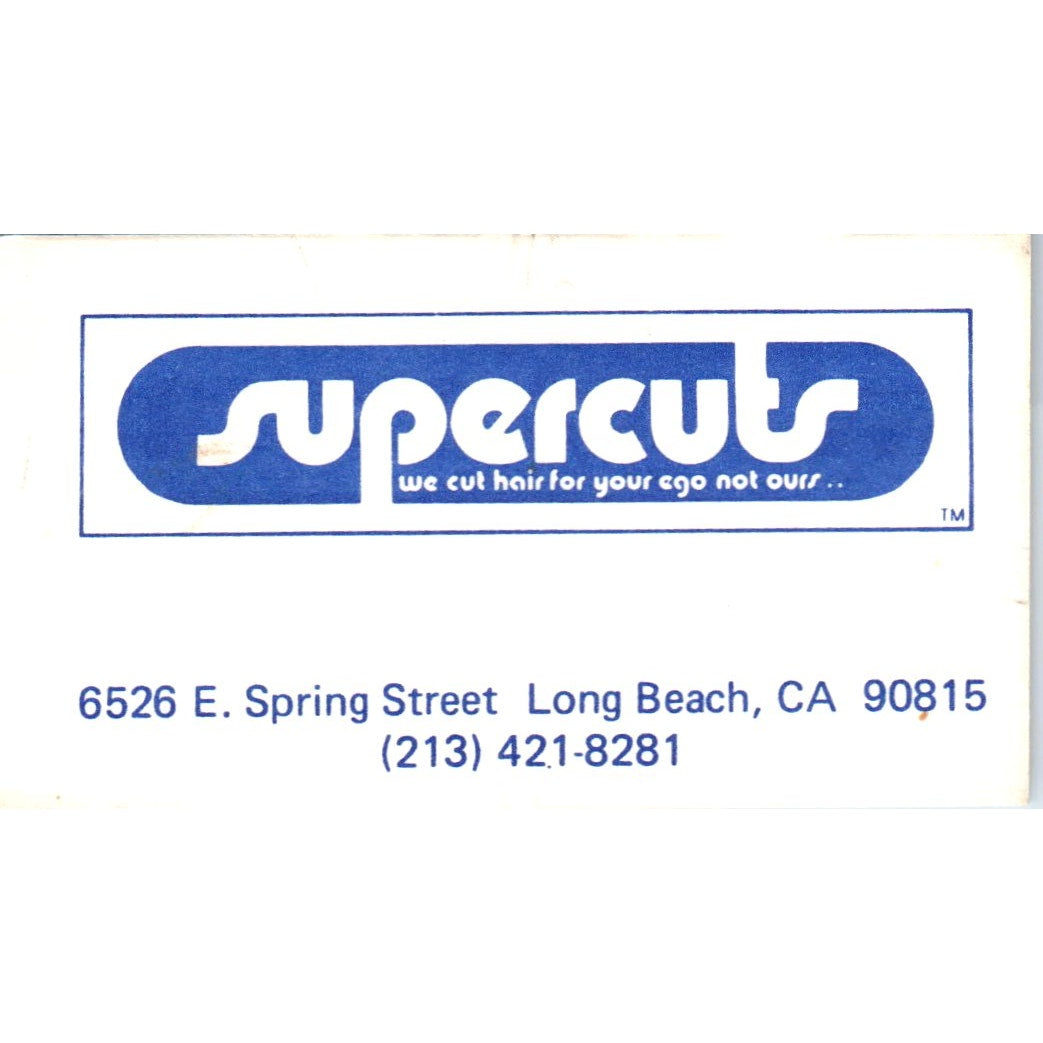 Supercuts Barber E. Spring Street Long Beach CA Vintage Business Card SD8-B11
