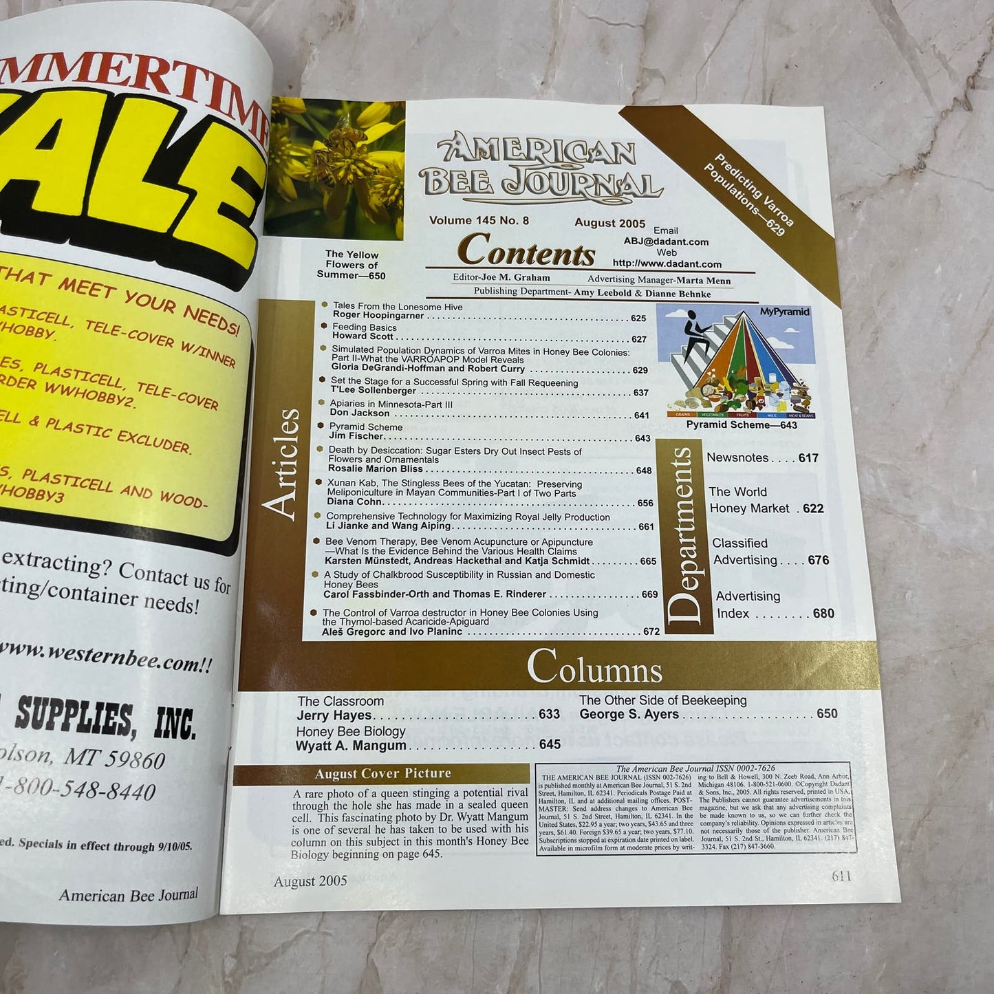 2005 August American Bee Journal Magazine Bees Beekeeping Honey M7