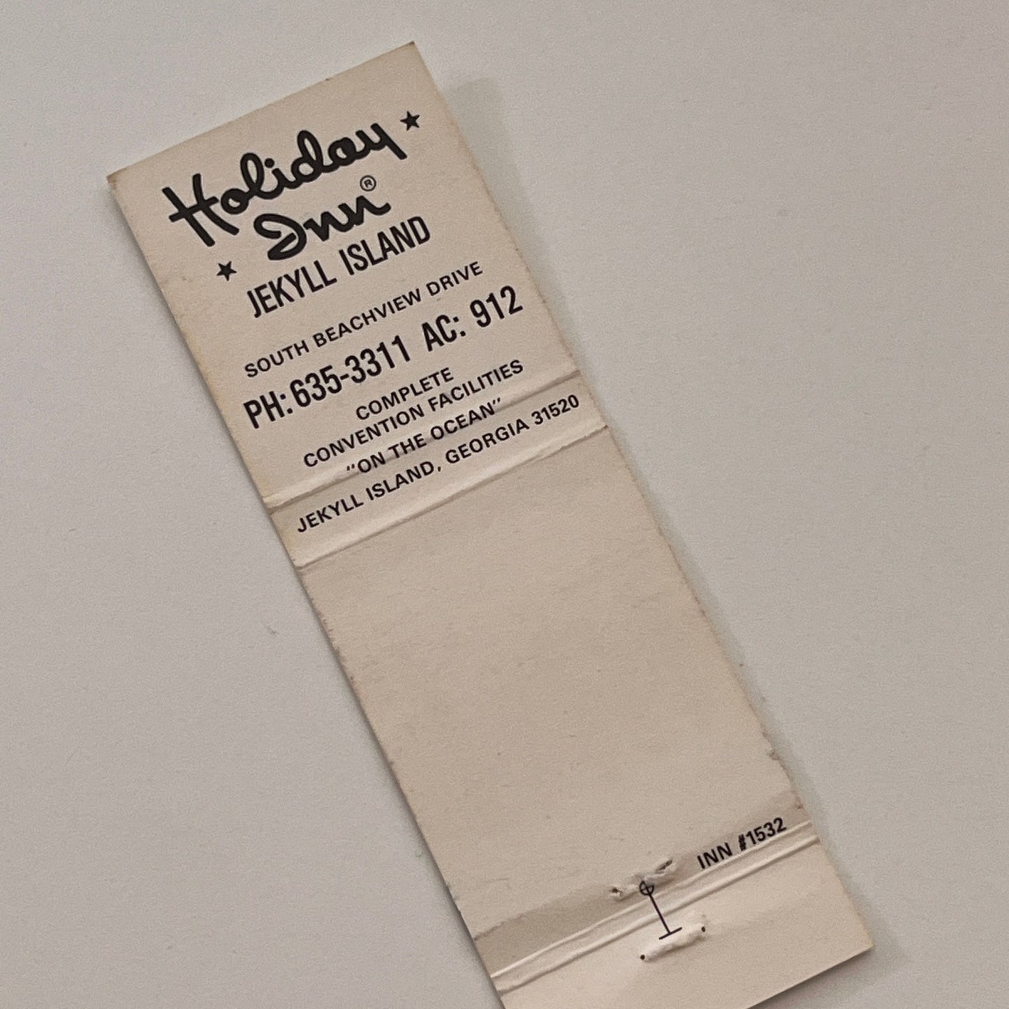 Holiday Inn Jekyll Island Georgia Vintage Matchbook Cover TB6-MB2-2
