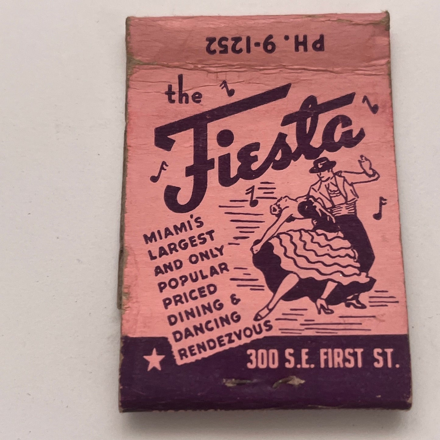 The Fiesta Mexican Restaurant Miami FL Vintage Matchbook Cover TB8-MB2-4