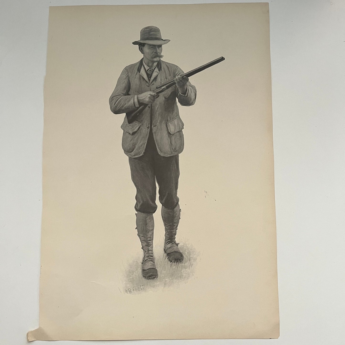 The Huntsman - Hunting Scene - Original 1904 A.B. Frost Art Print V26-4