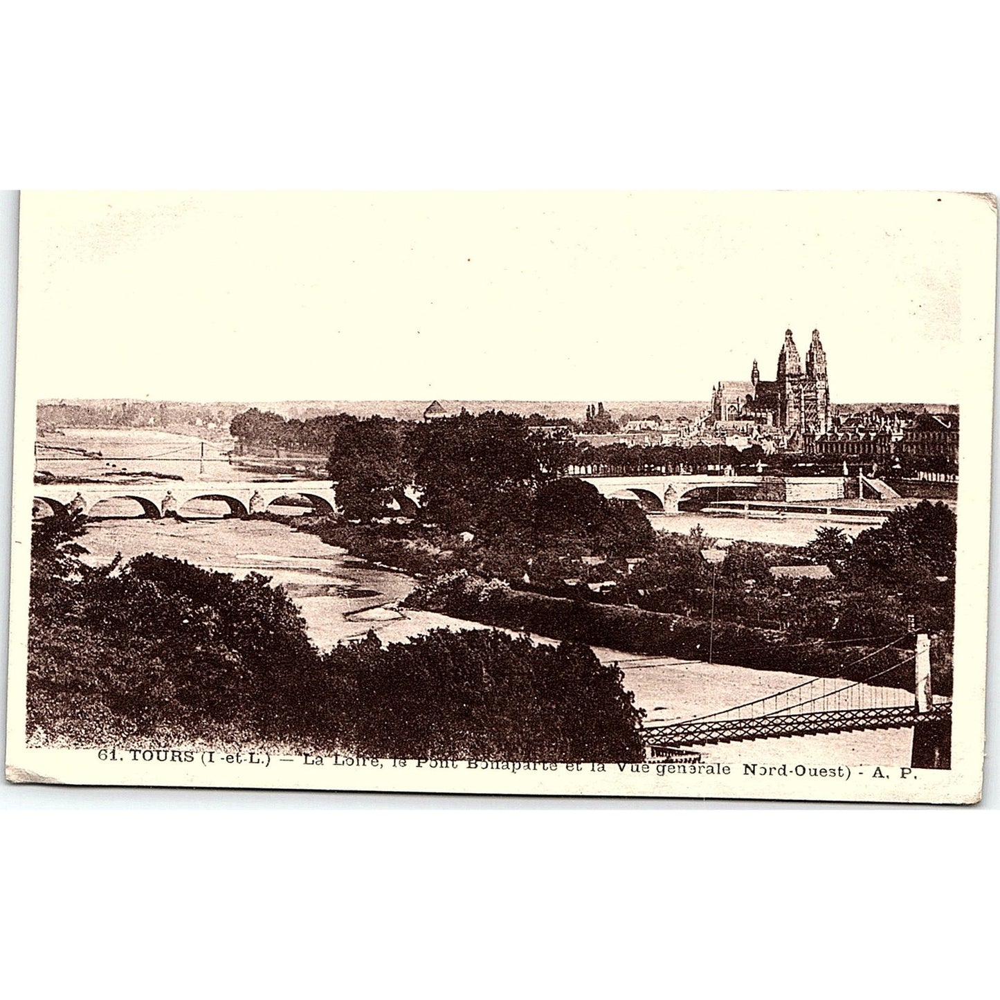 La Loire Le Pont Bonaparte Et La Vue Generale Nord Ouest Antique Postcard PE11