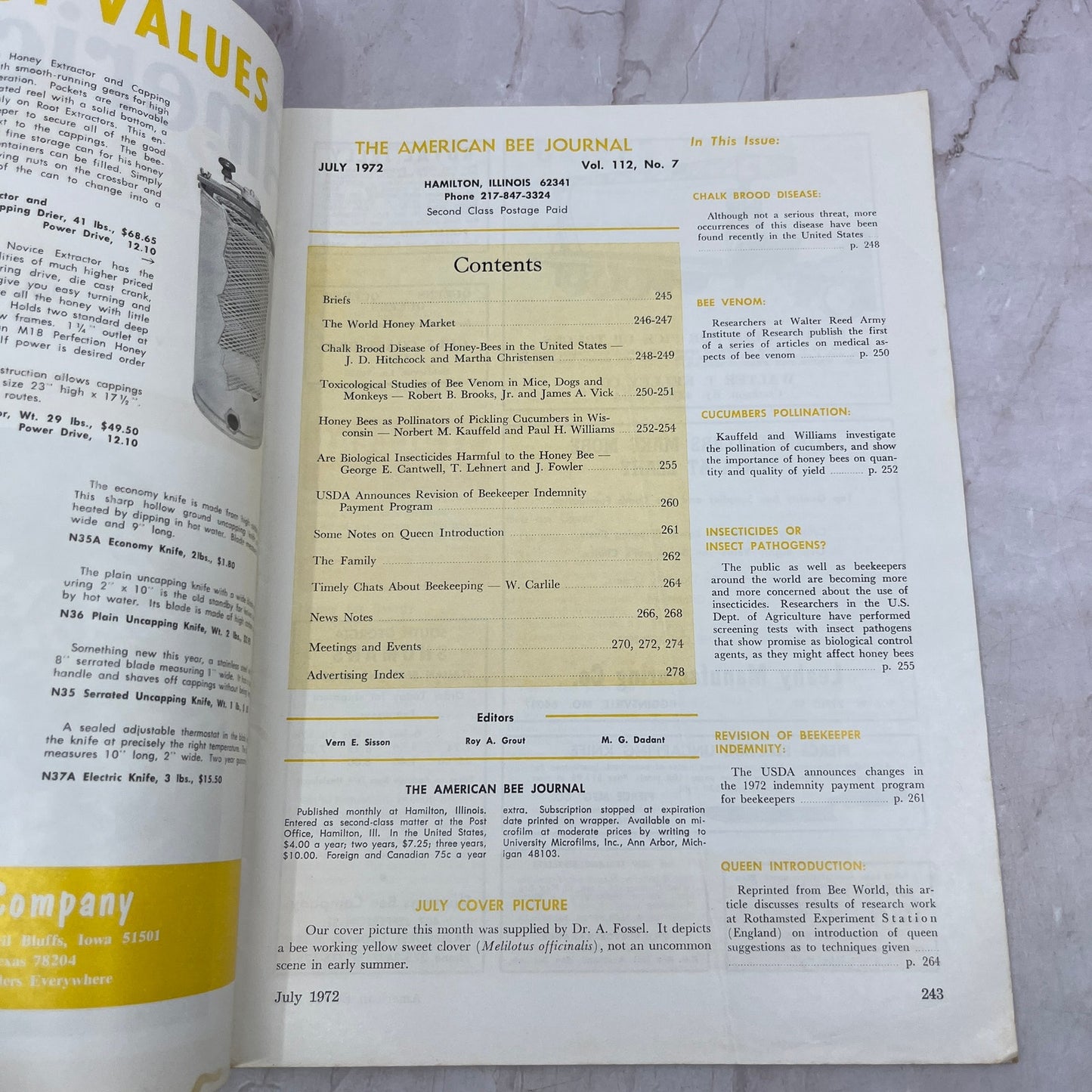 1972 July - American Bee Journal - Bees Beekeeping Honey M32