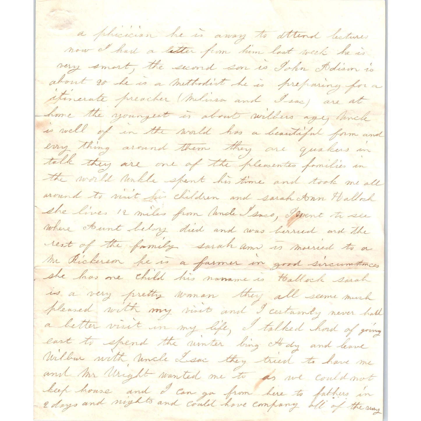 1852 Handwritten Letter Kaneville PA D21