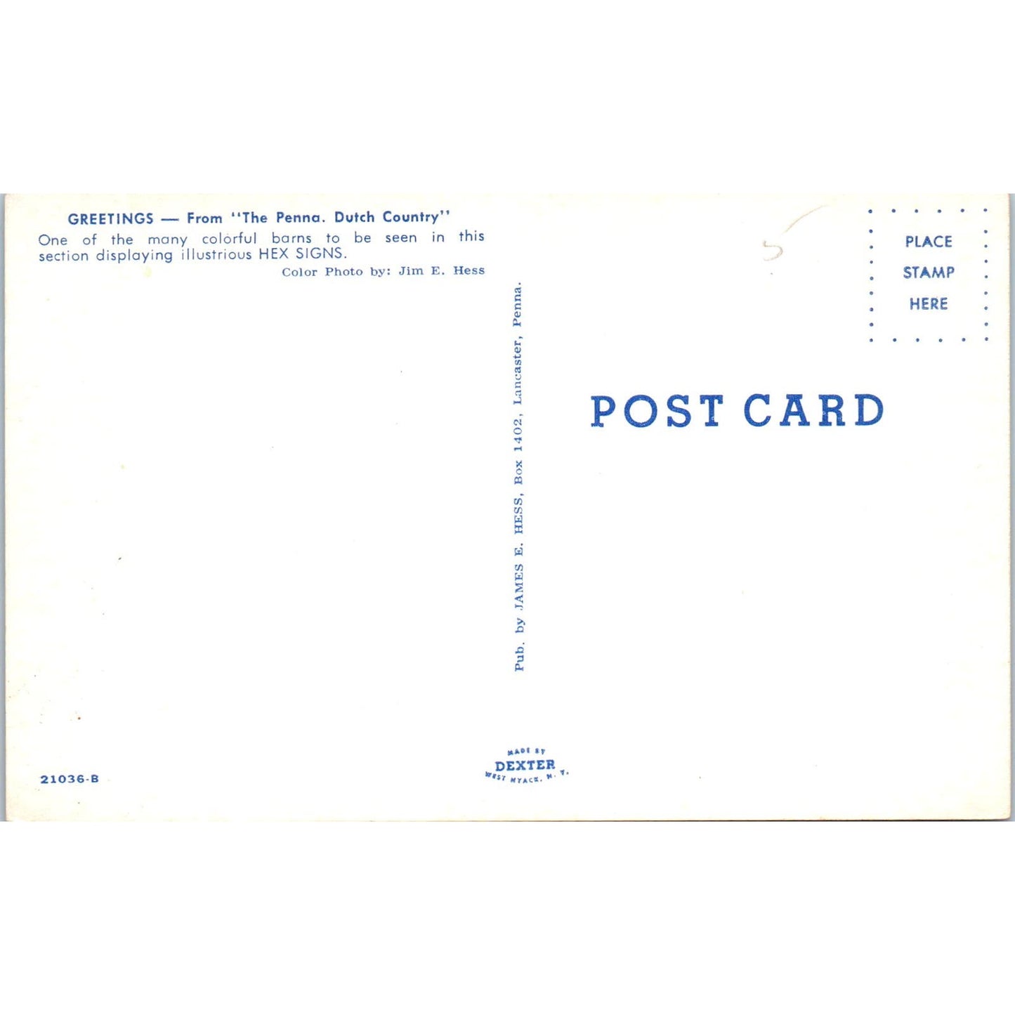 White Amish Hex Sign Barn Pennsylvania Dutch Country Postcard PD7