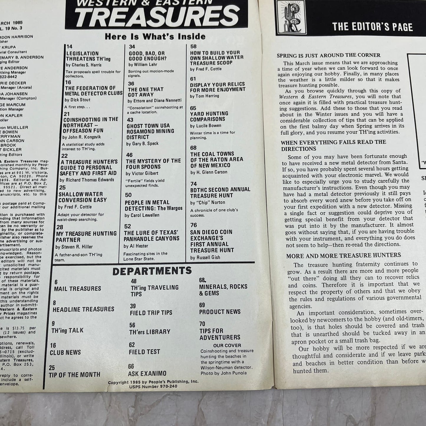 1985 March - Western & Eastern Treasures Magazine - Treasure Hunting Gold M12
