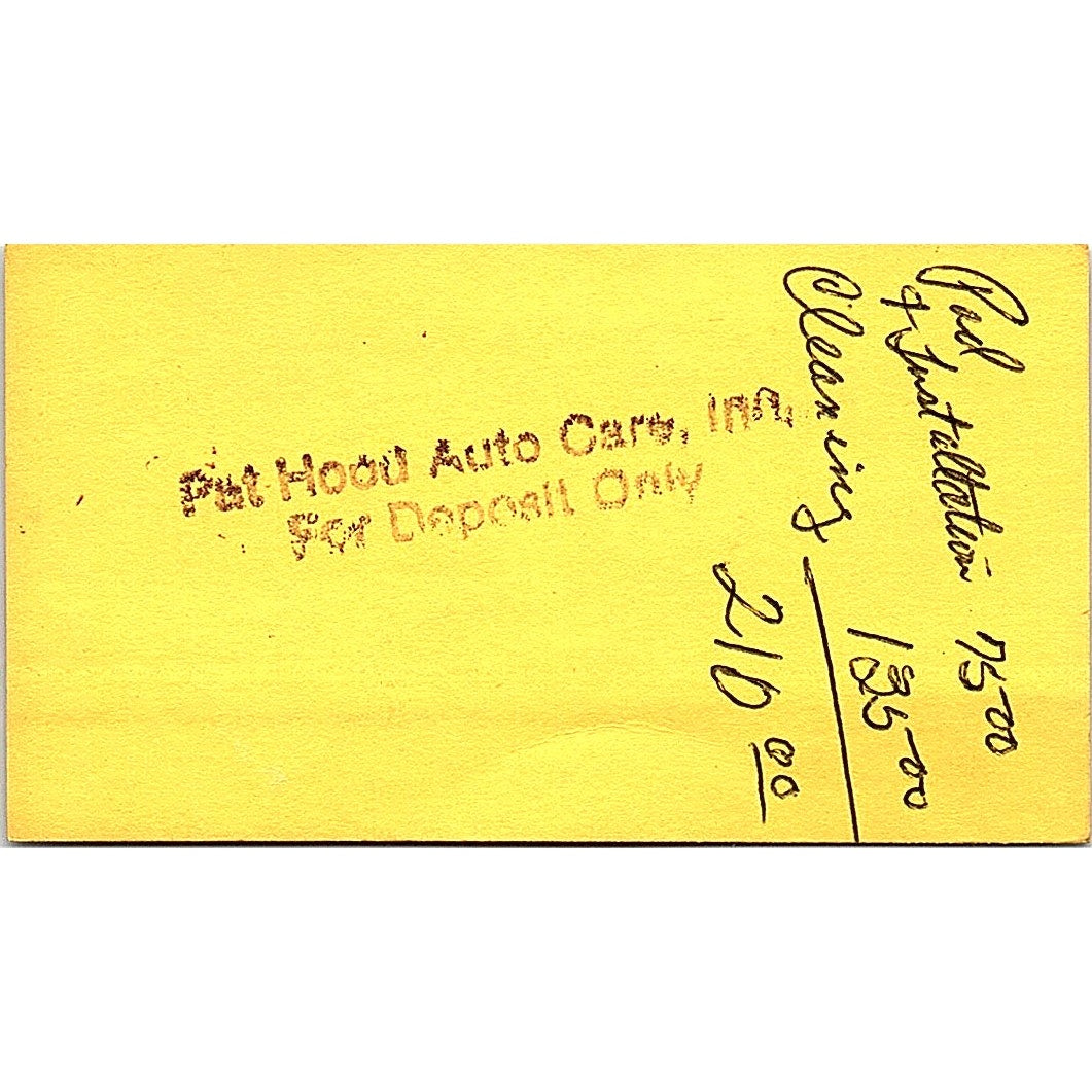 Pat Hood's Auto Care Inc Baytown TX Vintage Business Card SE3-B14